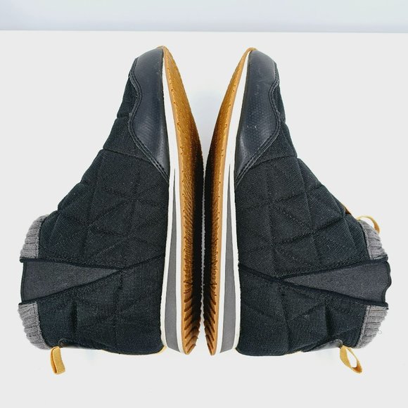 Teva ReEmber Quilted Mid Top Sneaker 9 Black Yellow Pull On Chelsea Stretch Knit - Picture 9 of 13